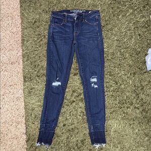 American Eagle Outfitters Blue Skinny Distressed Jeans